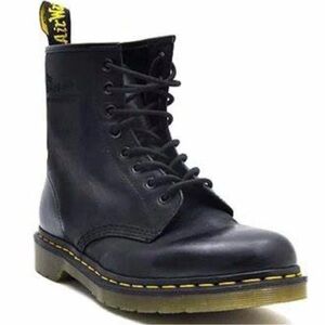 Dr. Martens Black Leather Combat Moto Boots 11821 Grunge Sz 8 Military Punk